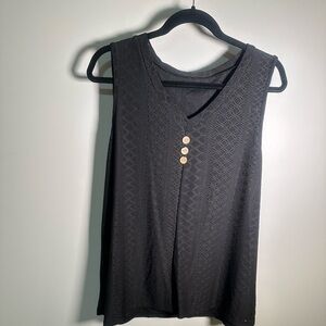 Black Sleeveless V Neck Tank Top 2X